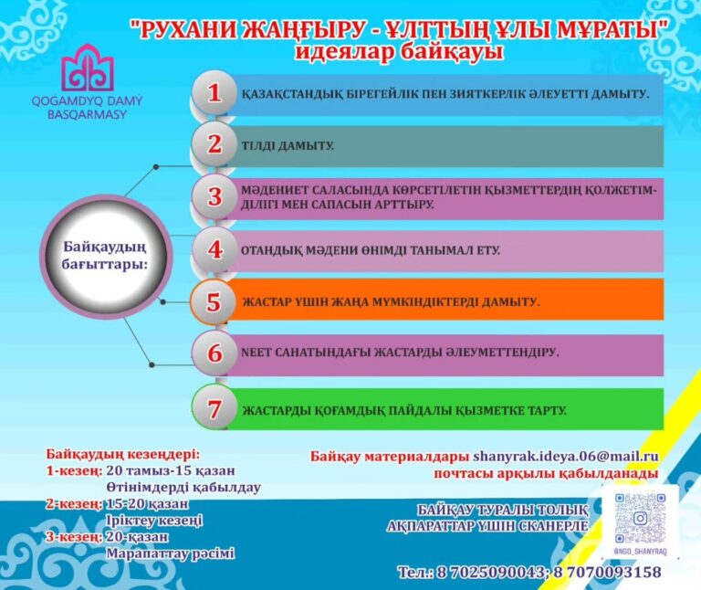 КРЕАТИВТІ ИДЕЯЛАР БАЙҚАУЫНА ҚАТЫСЫҢЫЗ!
