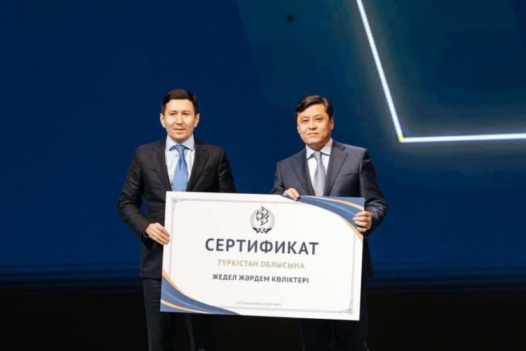 ТҮРКІСТАННЫҢ МЕДИЦИНАЛЫҚ МЕКЕМЕЛЕРІНЕ 2 ЖЕДЕЛ ЖӘРДЕМ КӨЛІГІ ТАБЫСТАЛДЫ